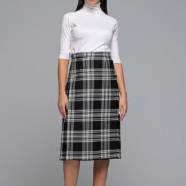 Ασπρόμαυρη Σκωτσέζικη Φούστα – Wool Tartan Skirt Black&White